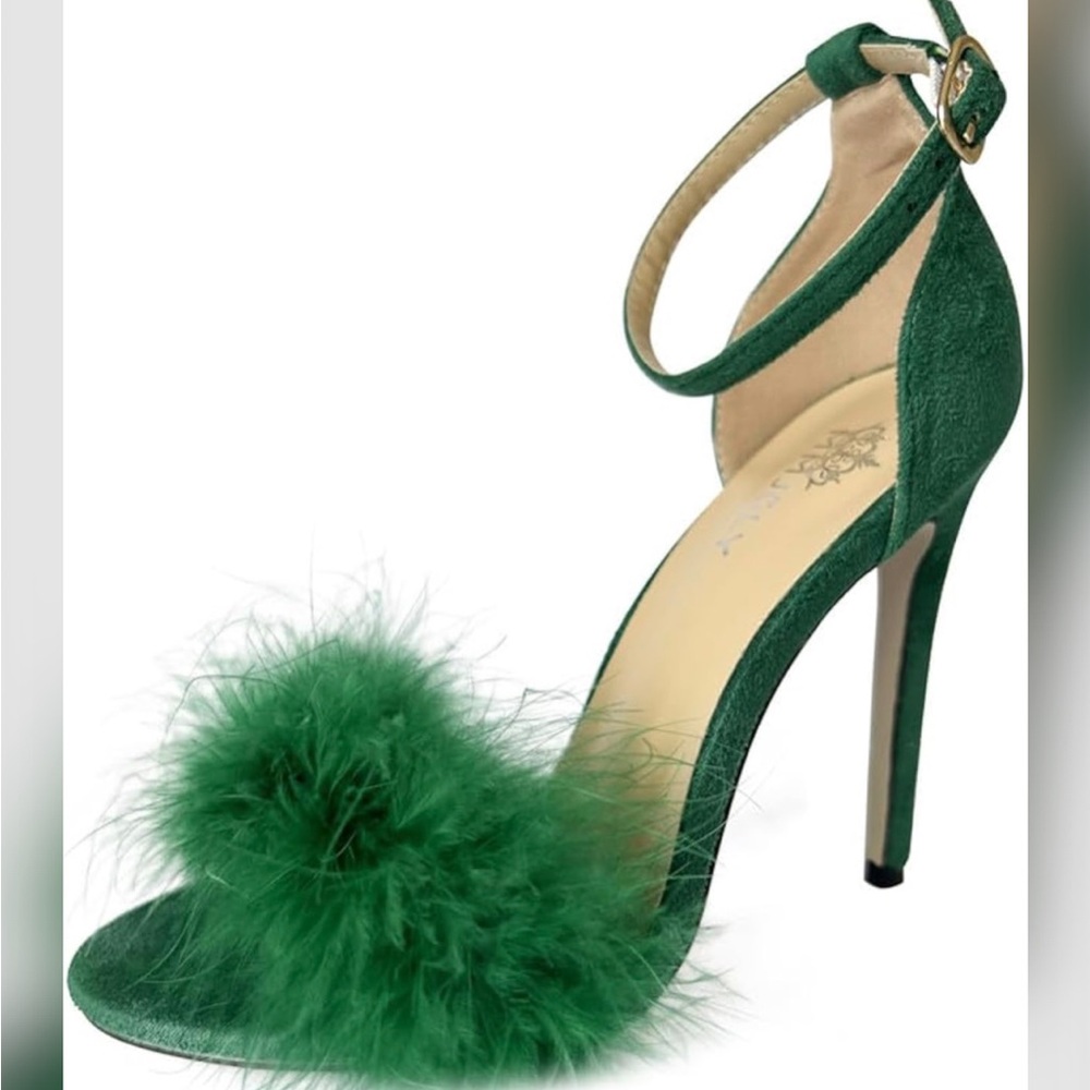& Other Stories Green Feathered Heels